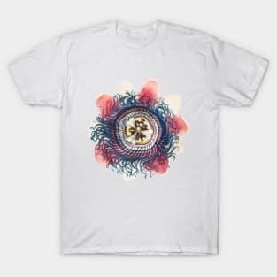 Pink Blue Cream Yellow Passionflower T-Shirt